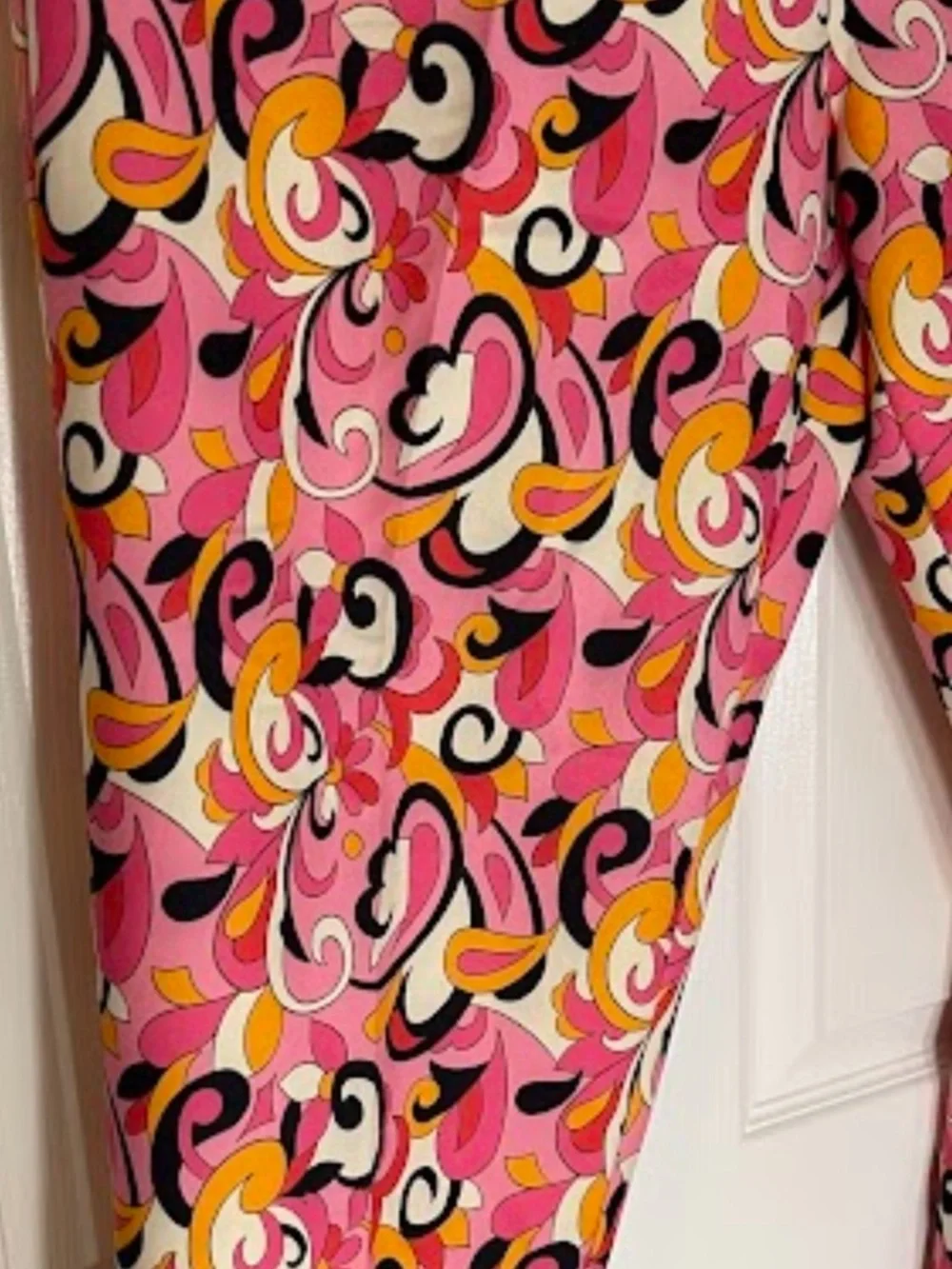NWT: ZARA pink paisley floral swirl retro skinny cropped high waist pants Sz XL